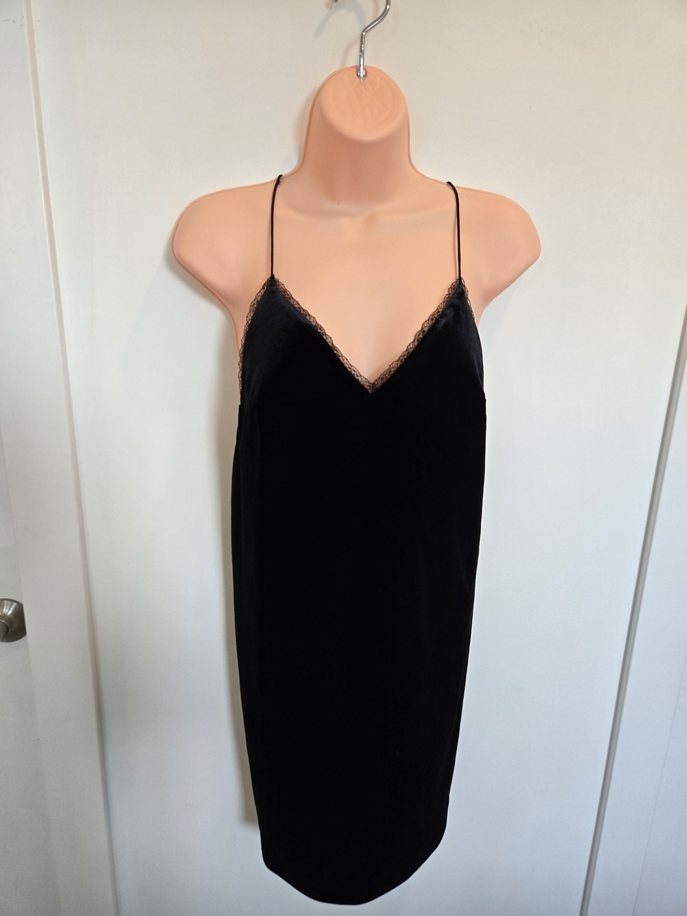 Cotton Candy Black Lace-Trim Mini Slip Dress